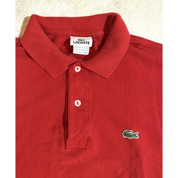 Lacoste Polo Shirt Mens Size Medium Red Short Sleeve Cotton Golf Casual - Picture 5 of 9